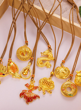 中式复古沙金珐琅彩葫芦项链