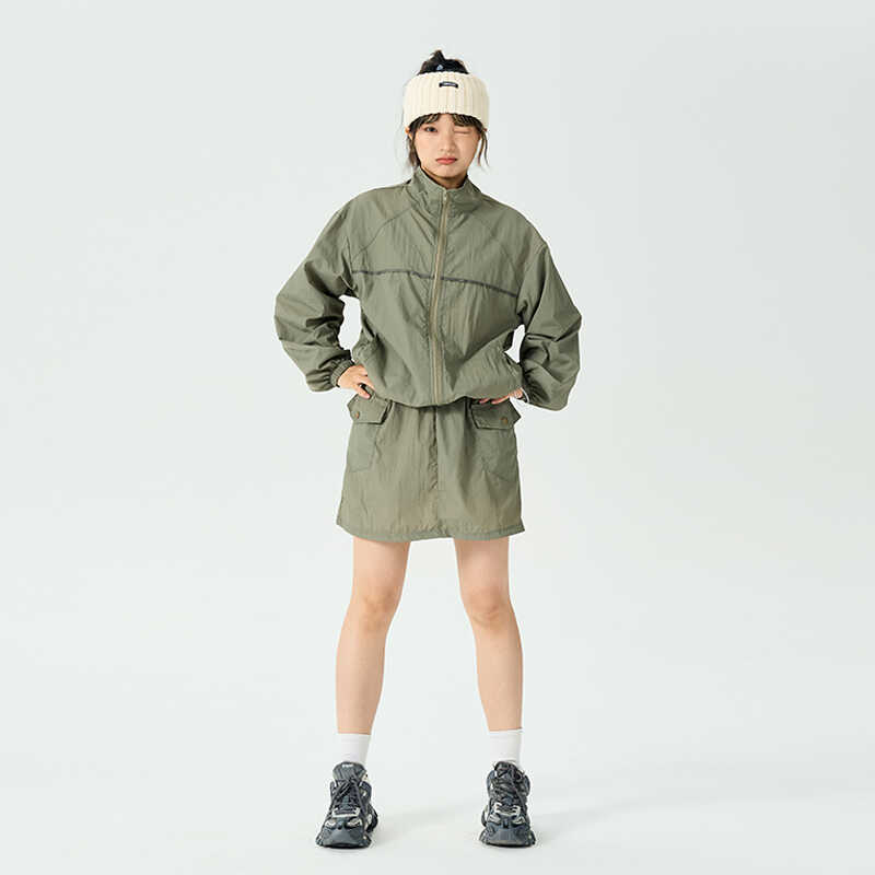 美式两件套立领防晒冲锋衣短裙