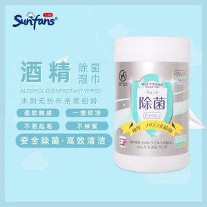 一次性大桶装酒精消毒湿巾100片装家居清洁汽车舒适湿纸巾