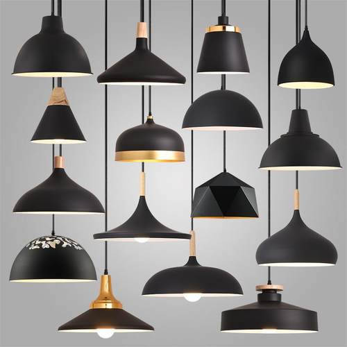 简约工业风店铺商用灯罩创意餐厅火锅烧烤餐饮店黑白单头复古吊灯