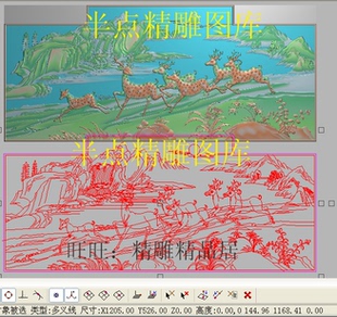 宝鹿大背板高清精雕图浮雕灰度电脑雕刻图梅花鹿精品山水动物热销