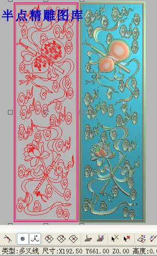 精雕图浮雕图灰度图荷花八宝 云朵 祥云 背板 八宝胡芦大192-661