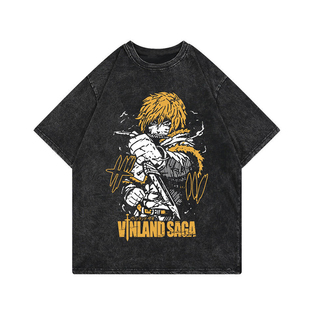 冰海战记VINLAND SAGA复古做旧水洗纯棉t恤男女动漫嘻哈宽松短袖