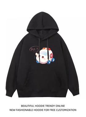 天竺鼠车车PUIPUI阿比西罗摩动漫秋冬套头连帽卫衣衫男女宽松衣服