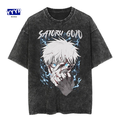 动漫咒术回战复古水洗男短袖T恤
