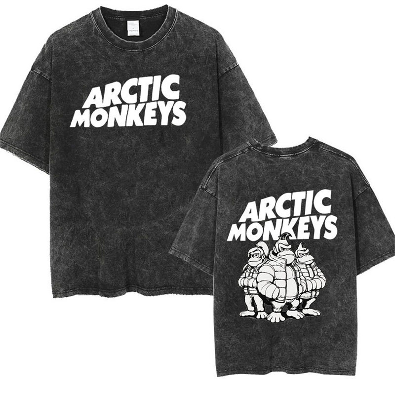 Arctic Monkeys北极猴子乐队美式复古水洗短袖T恤男女宽松上衣潮图片