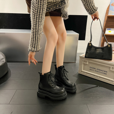 隐形增高9CM~真皮马丁靴女不累脚