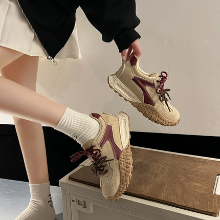 内增高德训鞋厚底阿甘鞋2025新款秋季复古休闲运动鞋7CM老爹鞋子