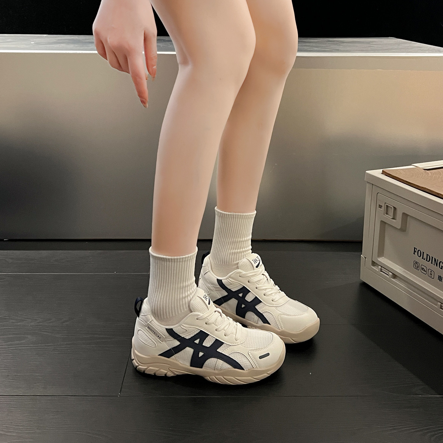 真皮内增高德训鞋女鞋2026夏季薄款网面透气厚底休闲运动阿甘鞋子