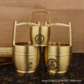 纯黄铜一桶金摆件缸金进大水桶公桌客厅桌面创意工艺品摆件