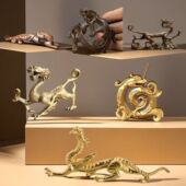 创意铜器神兽青龙摆件龙兽香炉笔架笔搁居家茶道香道茶玩茶台香插