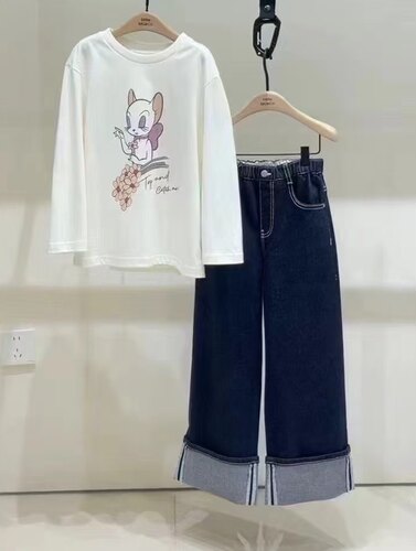 little moco童装25秋儿童牛仔裤直筒裤裤子亲子装KBE3JENK02