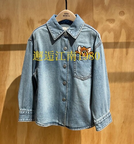 little moco专柜正品25年秋男女童长袖牛仔衬衫外套KBE3SHT012