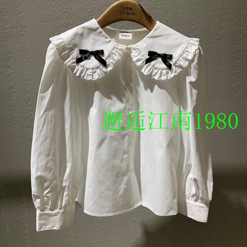 little moco专柜正品25春女童纯棉甜美娃娃领长袖衬衫 KBE1SHT012