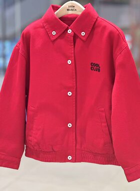 little moco专柜正品26年春款男女童红色短款牛仔外套KBF1QJK017