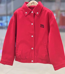 little moco专柜正品26年春款男女童红色短款牛仔外套KBF1QJK017