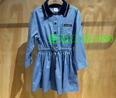 little moco 26春装款女童学院风纯棉格纹长袖连衣裙子KBF1DRS017