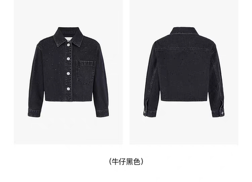 little moco 26春装新品女童烫钻牛仔上衣短款夹克外套KBF1JKT014
