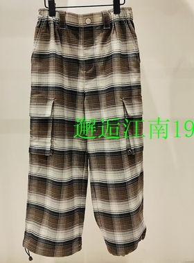 little moco童装25年冬款儿童格子加绒棉服裤子KBE4PAT021