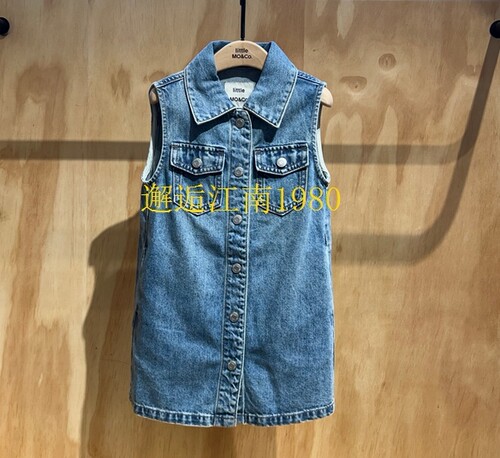 little moco专柜正品25秋含莱赛尔轻薄牛仔无袖连衣裙KBE3DRS030