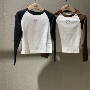 24秋裝 女童修身 moco兒童裝 插肩長(zhǎng)袖 t恤KBD3TEE004 專柜正品 little