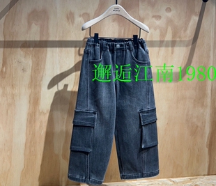 little moco童装25年冬款男女童宽松加绒牛仔长裤KBE4JEN014