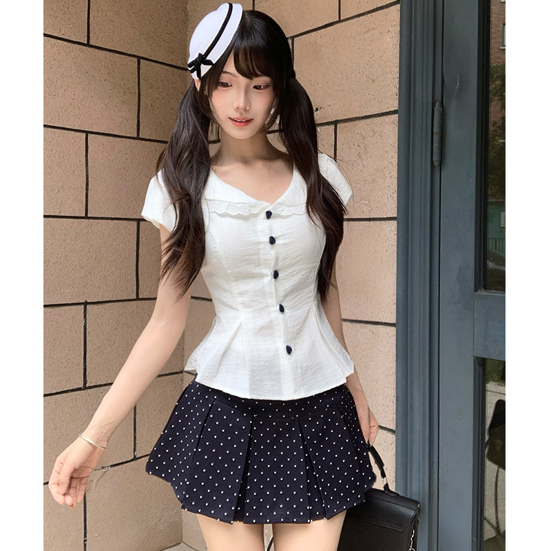 海盐奶盖夏季设计感甜美套装