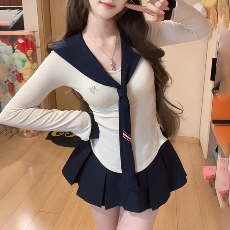 学院风辣妹套装女秋季新款两件套