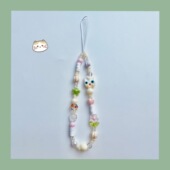 ins夏日猫咪彩绘珠手机链条创意ccd相机挂绳手提装 饰小众手腕绳