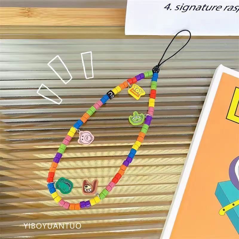 CASE同款可爱玩具总动员网红圆珠手机链挂饰品手机壳配饰挂绳子潮