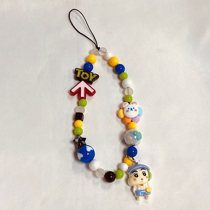 上学蜡笔小新手机链珠串挂链手腕挂绳相机挂件卡通链条高级感挂饰