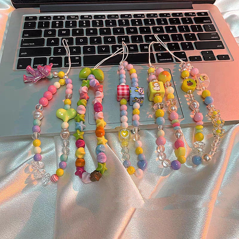 少女ins风卡通动物手绳适用手机壳混色串珠链条手提腕带防丢通用苹果华为OPPOVIVO小米配件防摔挂饰
