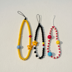 多巴胺米珠黄色星星ccd相机链挂饰品挂绳手机壳包包拍立得挂件配饰钥匙扣耳机套手提防丢链女通用手机壳配件