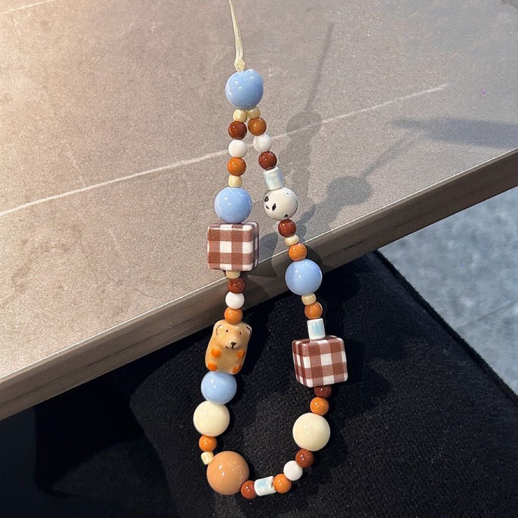 卡通方块小狗手机链条挂饰可爱ccd挂绳手腕挂件相机挂绳U盘挂饰简约