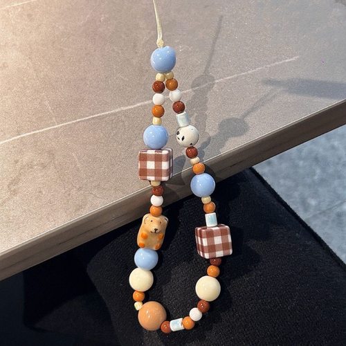 卡通方块小狗手机链条挂饰可爱ccd挂绳手腕挂件相机挂绳U盘挂饰简约