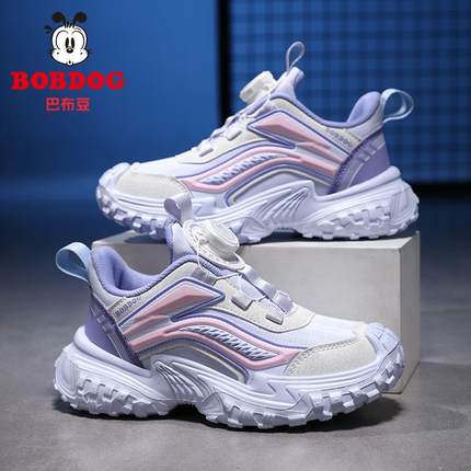 巴布豆童鞋女童运动鞋2024秋冬新款皮面防水中大童女孩子休闲鞋子