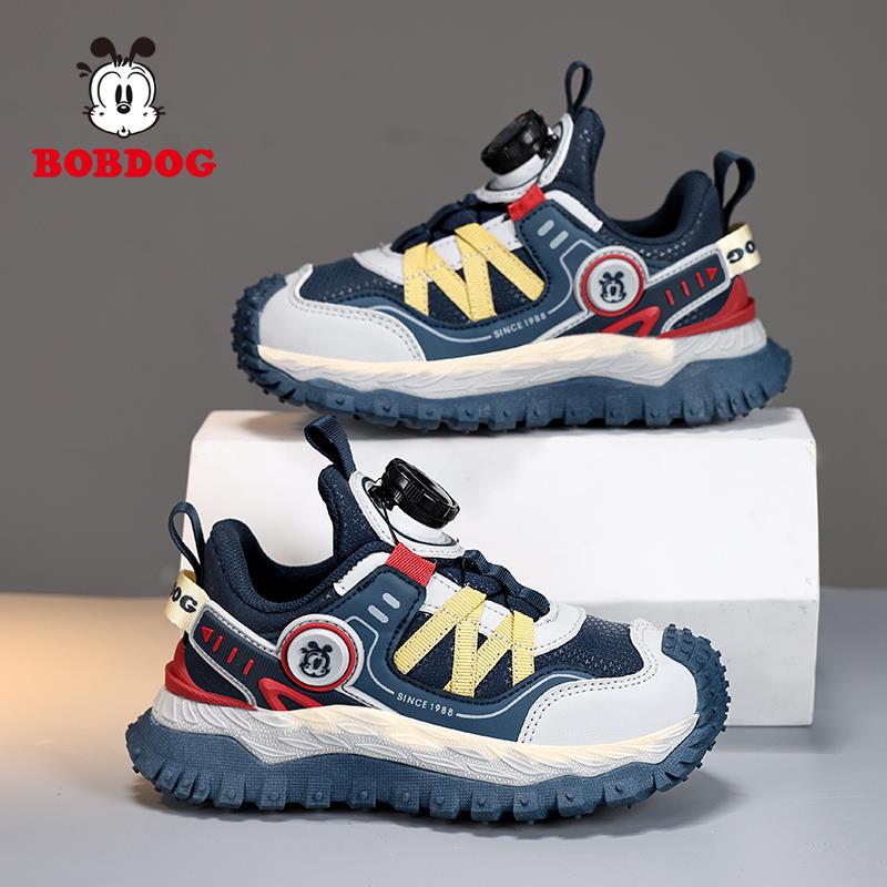 巴布豆童鞋男童运动鞋2024秋冬季新款皮面防水中大童小学生跑步鞋