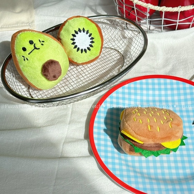 Fuzz&Fetch小型犬耐咬解闷神器宠物玩具牛油果猕猴桃汉堡三件套