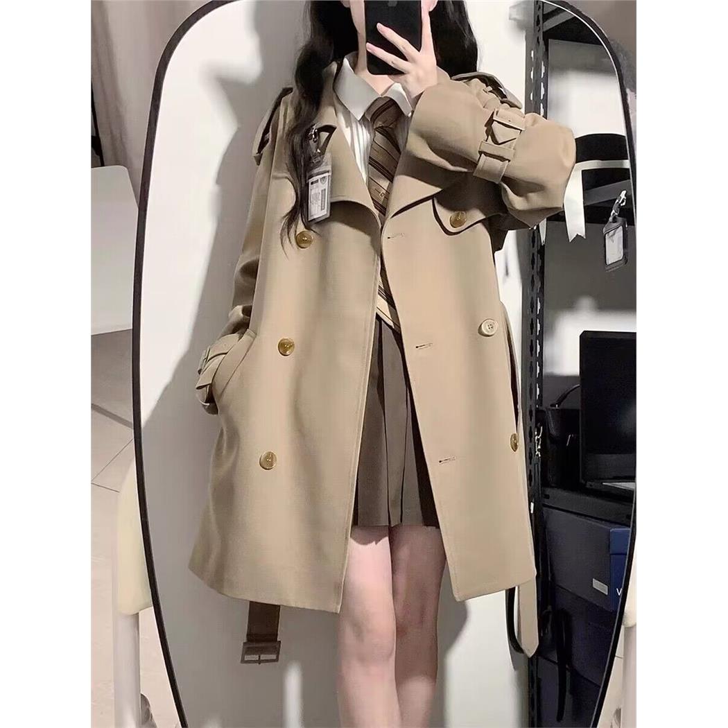 黑色风衣外套女中长款2026春秋新款韩版宽松英伦风小个子大衣外套