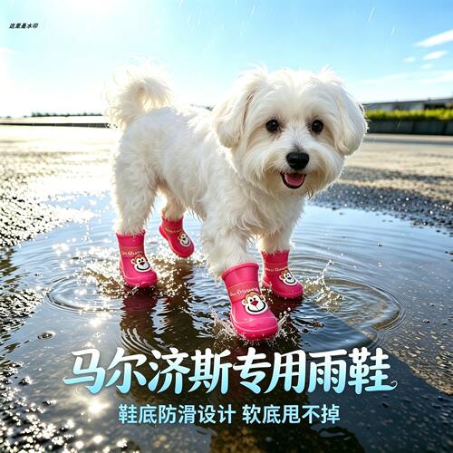 马尔济斯专用狗狗雨鞋脚套小狗鞋子外出软底甩不掉夏季透气下雨天