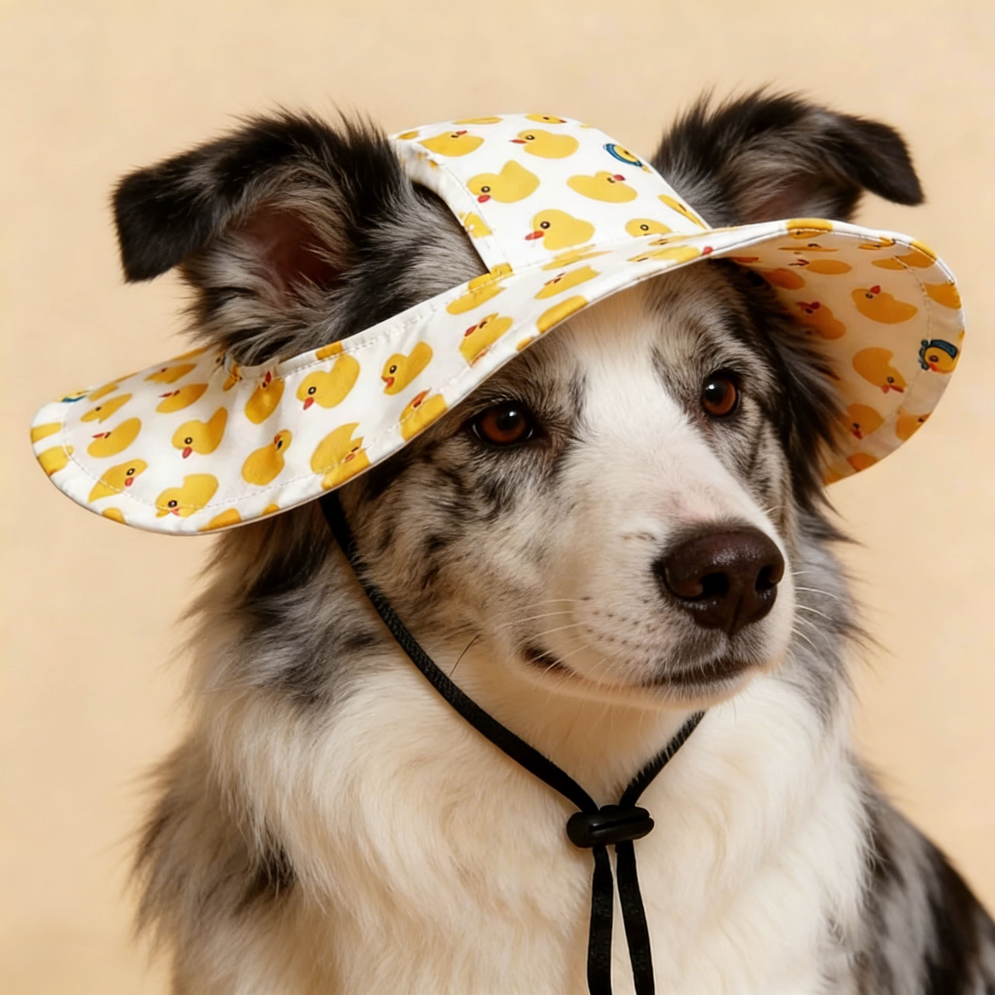 陨石边牧专用狗狗帽子露耳朵小狗太阳帽大型犬遮阳帽宠物渔夫帽