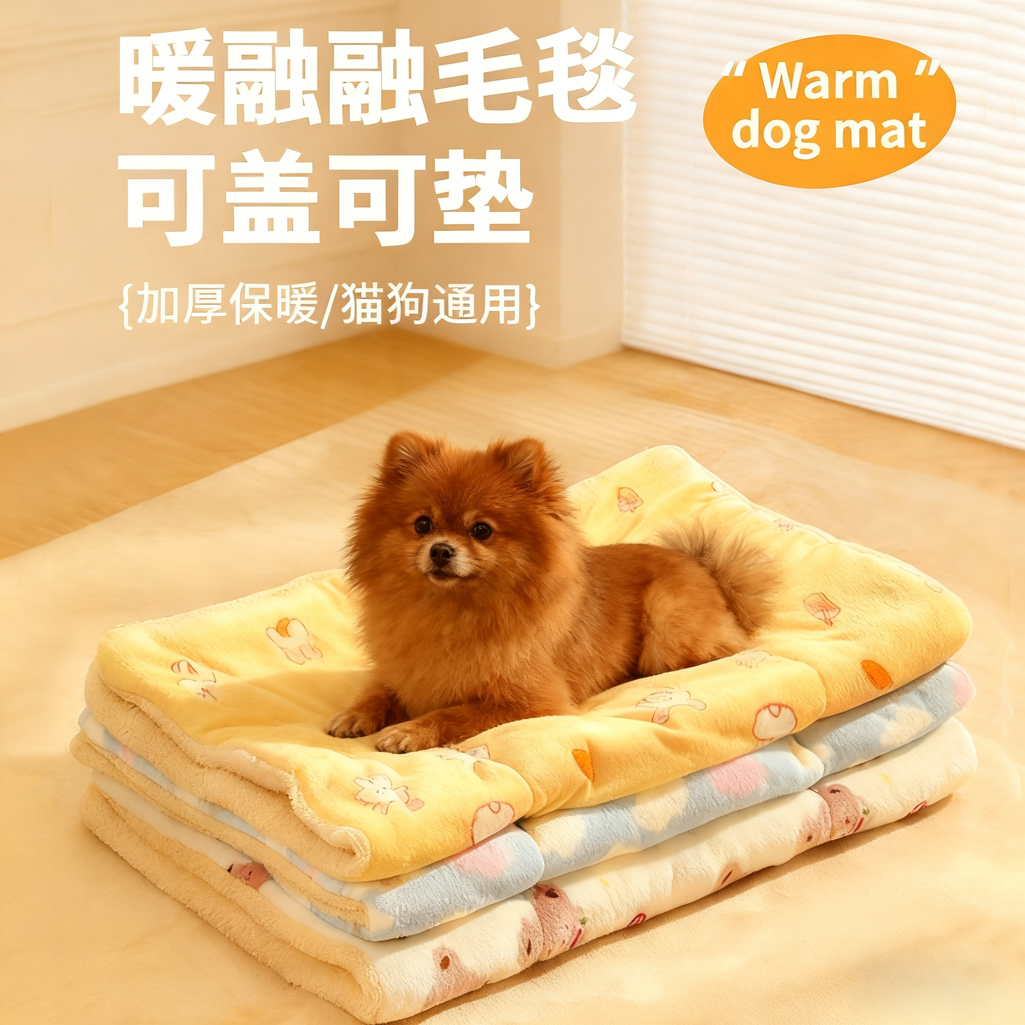 博美专用狗狗睡觉毯子加厚垫子冬天被子保暖冬季宠物狗窝小型犬