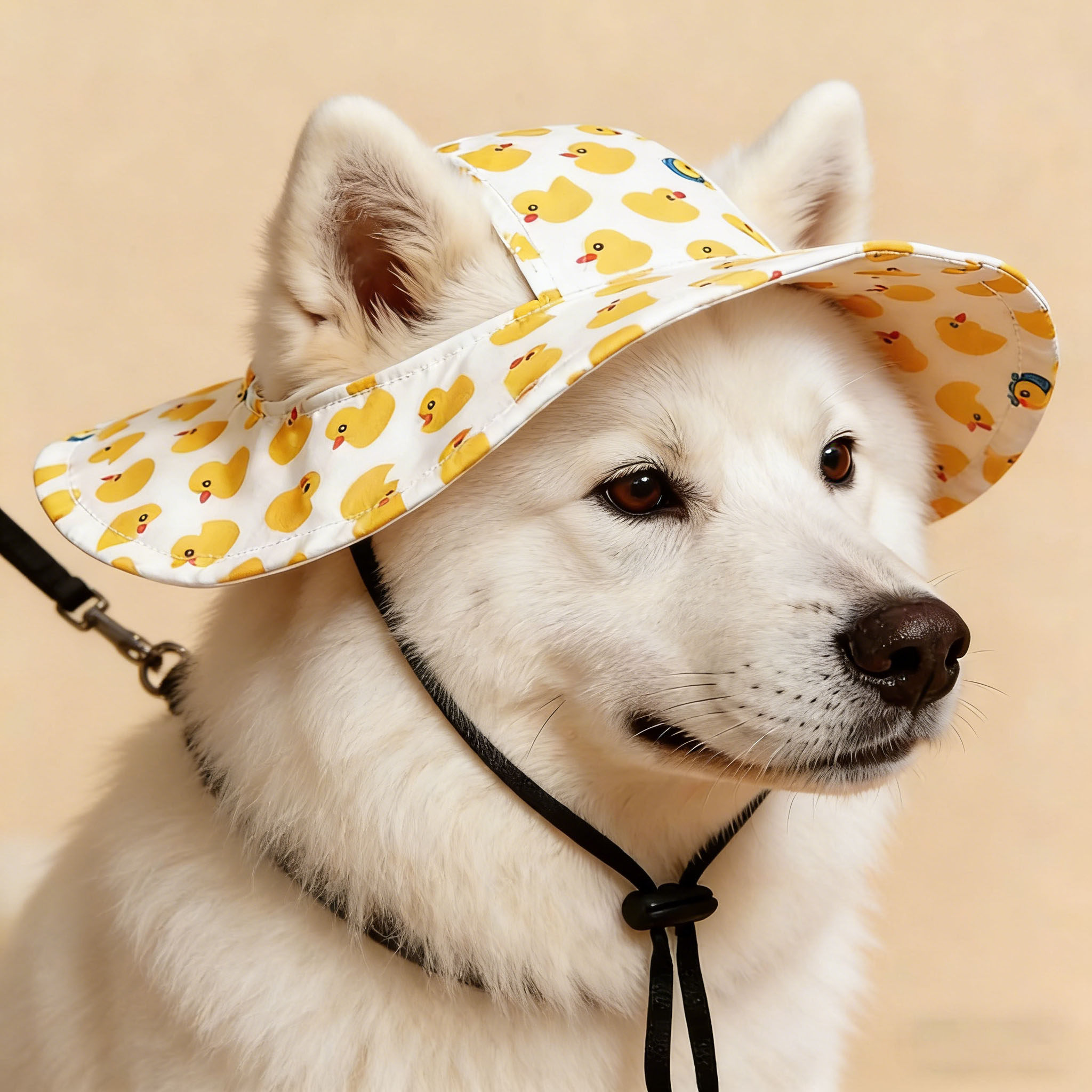 萨摩耶专用狗狗帽子露耳朵小狗太阳帽大型犬遮阳帽宠物渔夫帽夏天