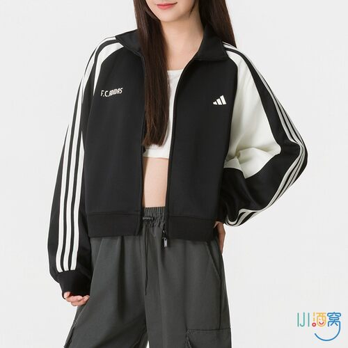 正品ADIDAS阿迪达斯女简约运动休闲双拉链短款针织夹克外套KZ4166