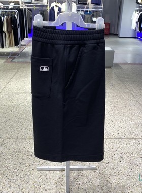 正品MLB男女夏新款简约纯色百搭日常休闲运动针织短裤3ASPM0253