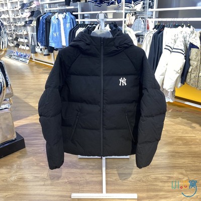 正品MLB简约LOGO百搭保暖男女运动休闲连帽羽绒服外套3ADJB1146