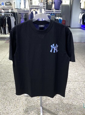 正品MLB男女夏新款简约舒适纯色休闲运动圆领短袖T恤3ATSX0153