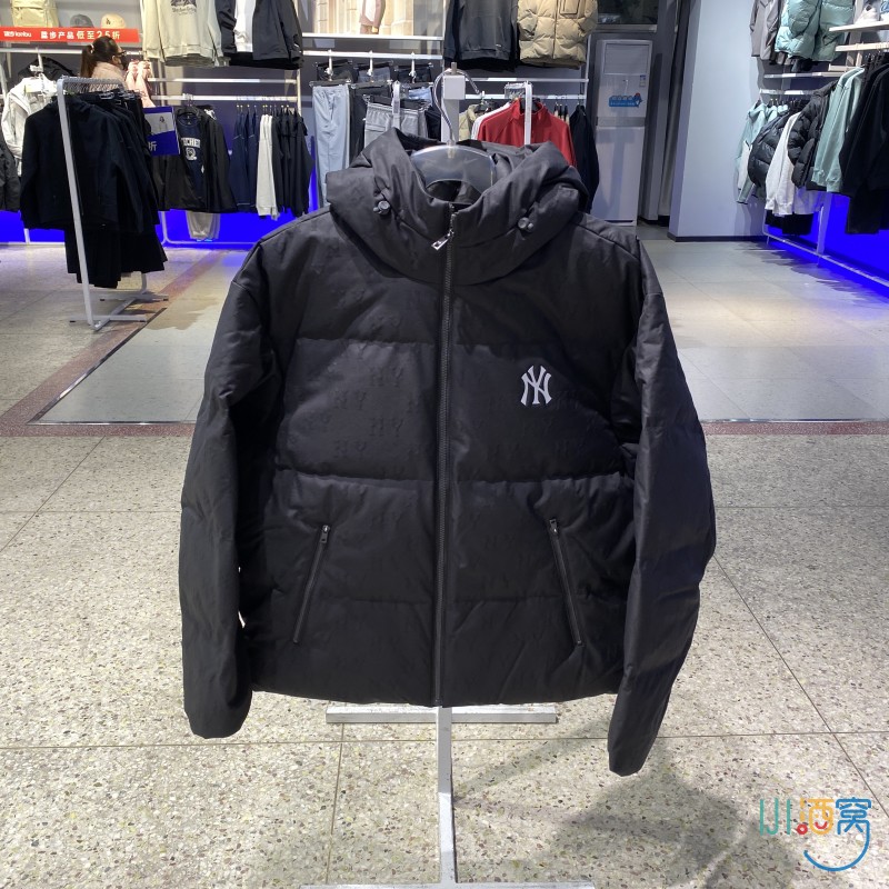 正品MLB男女款情侣连帽羽绒服