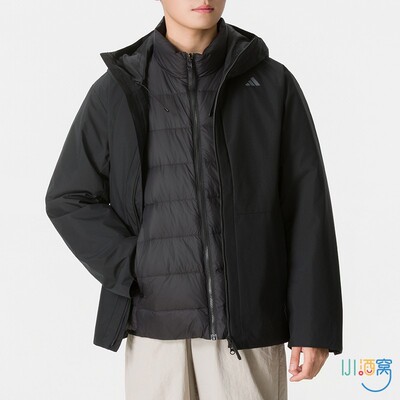 正品ADIDAS阿迪达斯简约男运动休闲连帽鸭绒羽绒服两件套KW4716