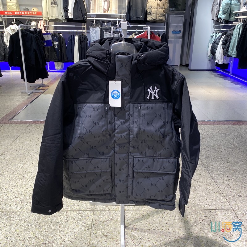 正品MLB男女款情侣连帽羽绒服